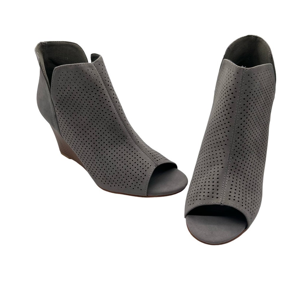 Journeeโ Collection Wedge Booties Womens 11 Gray Andies Open Toe NEW